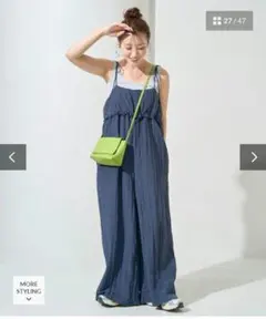 FREAK'S STOREワッシャー加工フリルボリュームサロペットネイビーM