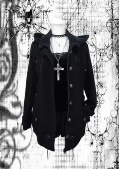 平成ギャル y2k ギミック ダークコア グランジ フード付きモッズコート