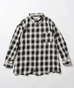 希少タグ付き　ループトウキョウ　オンブレチェック長袖シャツ　黒　オーバーサイズ