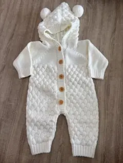 くまさんホワイトベビー全身スーツ