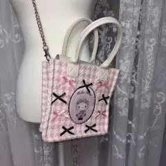ハローキティ 夢リボン ショルダートートバッグ ピンク ツイード