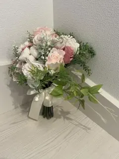 アーティフィシャルフラワー　ブーケ　造花　ウェディング　ピンク　ホワイト　前撮り