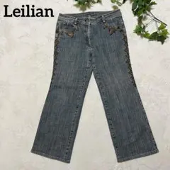 美品Leilian レリアン 13+ 刺繍 ビーズ デザインデニム大きいサイズのサムネイル