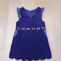 アプレレクール　スカラップ紫リボン刺繍ノースリーブワンピース１３０