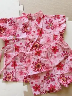 日本製 ベビー甚平 桜柄 ピンク 80cm 綿100%