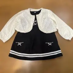 黒と白のワンピースとカーディガンセット