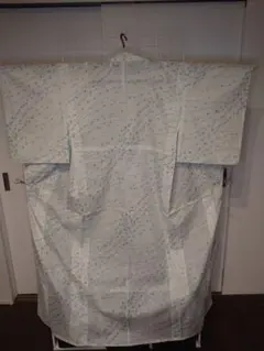 美品　洗える夏着物　絽　小紋　葉っぱ柄