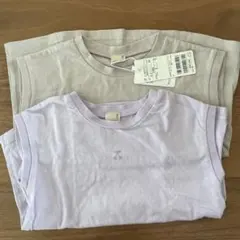 プティマイン　コットン半袖Tシャツ2枚セット（グレー・ラベンダー）