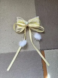 黄色リボン 髪飾り