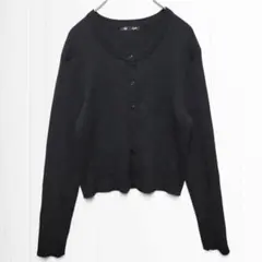 3672【GU】クロップドリブニットカーディガン 長袖 XL 大きいサイズ 黒