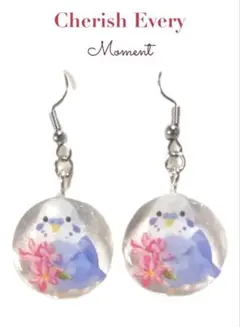 セキセイインコ　お花　ピアス　金具変更◯ レジン
