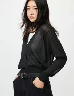 ユニクロ ライトVネックカーディガン ブラック Sサイズ