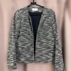 美品 GLOBAL WORK 洗えるカットツイードジャケット Lサイズ