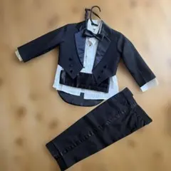 黒　タキシード 90cm 100cm 蝶ネクタイ付き