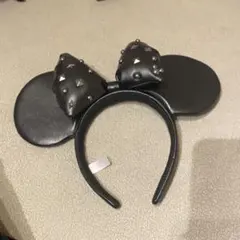 ディズニー ミッキー耳カチューシャ 黒　レザー