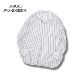 ユニクロ　JWA　リネン　シャツ　スタンドカラー　ストライプ　L　オーバーサイズ