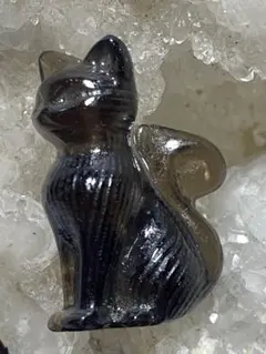 天然石 モリオン 猫ちゃん 彫刻パーツ 貫通穴あり0620② - メルカリ