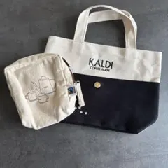 KALDI COFFEE FARM トートバッグ ポーチ セット 猫　2個セット