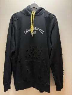 leflah スウェット パーカー ダメージ加工 ブラック