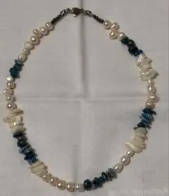 ue ネックレス　淡水パール　ターコイズカラー