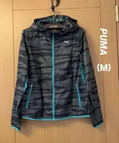PUMA ウィンドブレーカー フード付き 迷彩柄 女性用 黒系（M）