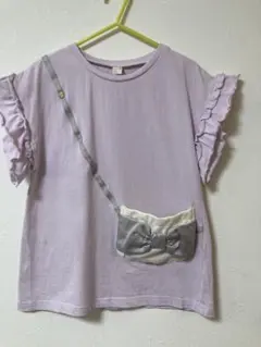 【アプレレクール】ラベンダー フリル袖 Tシャツ ポケット付き140