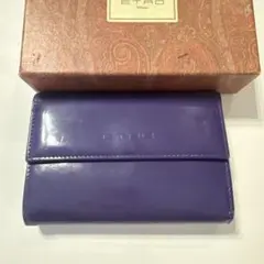 ETRO パープルレザー 三つ折り財布 箱付き 中古品
