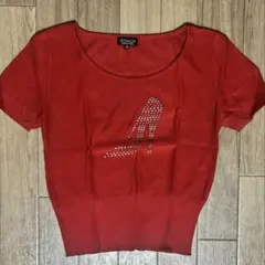 【SONIA RYKIEL】赤:半袖カットソー ストーン付（サイズ38）のサムネイル