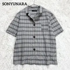 SONYUNARA ワイシャツ　グレー　10 半袖　チェック柄　カジュアルのサムネイル