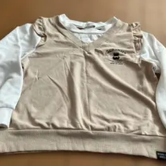 ベージュ Vネック 長袖カットソー