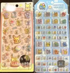 【2種セット】ポケモングッズ　立体シール　ドロップブロックポップシール タイル