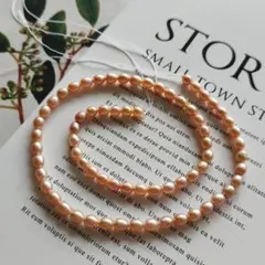 P567-22ピンク淡水パール しずく型オーバル型 アクセサリーハンドメイド材料