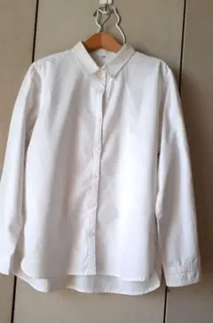 ホワイト コットン 長袖シャツ LL