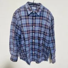 GU 長袖チェックシャツ ブルー M 古着