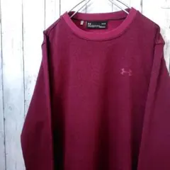 アンダーアーマー コールドギア ストーム ロゴ スウェット レッド系 L 古着