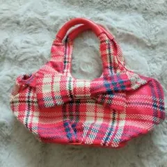 kate spade 赤 チェック柄 ハンドバッグ
