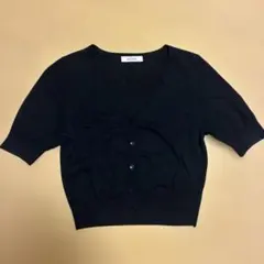 m's select エムズセレクト 半袖カーディガン ネイビー Vネックのサムネイル