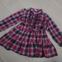 3can4on　チェック　シャツ　ワンピース　100