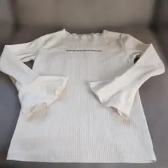 リブ編みホワイト長袖カットソー