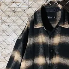 【デカチェック】オンブレチェック　ネルシャツ　肉厚　ベージュ　ブラウン　ブラック