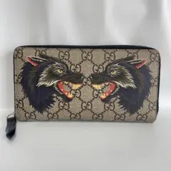 GUCCI ダブルウルフ 狼 GGスプリーム 長財布 ラウンドファスナー GG柄