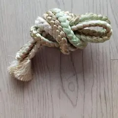 三つ編み帯締め 白緑金 房付き