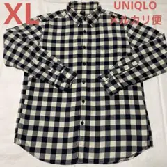 UNIQLO ネルシャツ XL ネイビーとホワイトチェック　フランネルシャツ