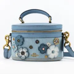 A369【美品】COACH　ヘイデン　ティーローズ　トレイルバッグ　デニム　青