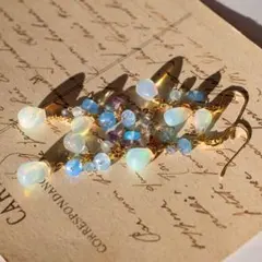 14kgfカラーオパール・マルチカラーサファイアピアス/イヤリング