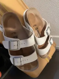 Birkenstock ホワイト ダブルバックルサンダル23(36)