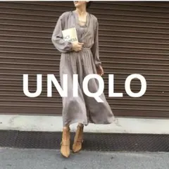 UNIQLOユニクロVネックロングシャツワンピース　大きめLサイズ　未使用タグ付