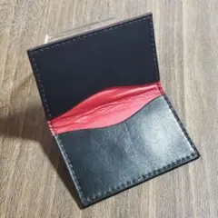 紅縁 -くれないえん- シリーズ第一弾 カードケース 手縫い 本革 黒 × 赤