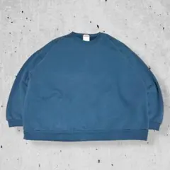 90sCrossbowジャージーズ無地スウェットトレーナーブルー短丈古着XL相当