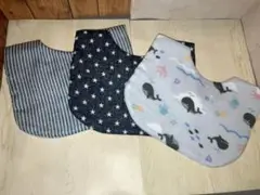 ベビースタイ　ハンドメイド　3枚セット　ブルー系　よだれかけ